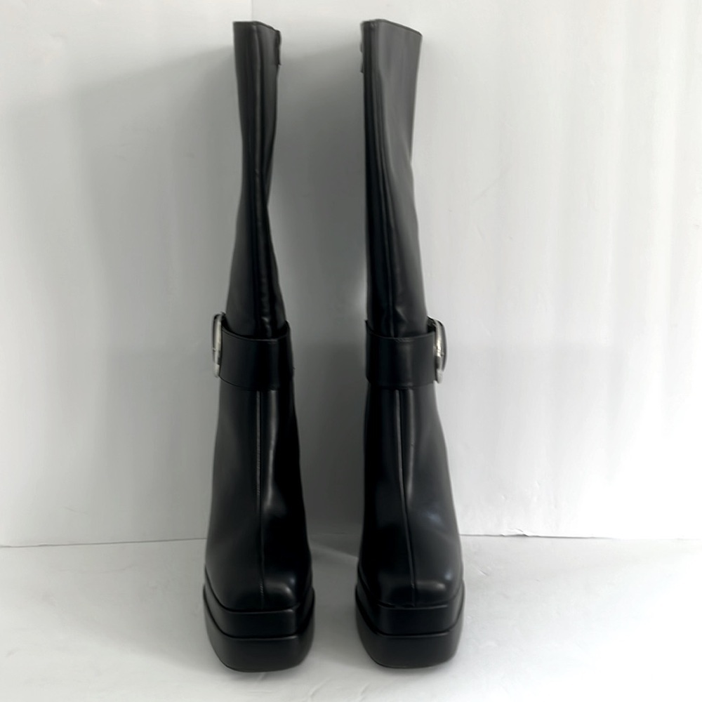 SHOE DAZZLE Black Platform Knee-High Tall Chunky Heeled Boots Shoes Size 10 - Picture 11 of 14